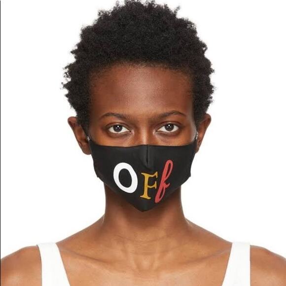 Off-White Accessories - Off White Black Multicolor Typo Mix Print Face Mask NWT
